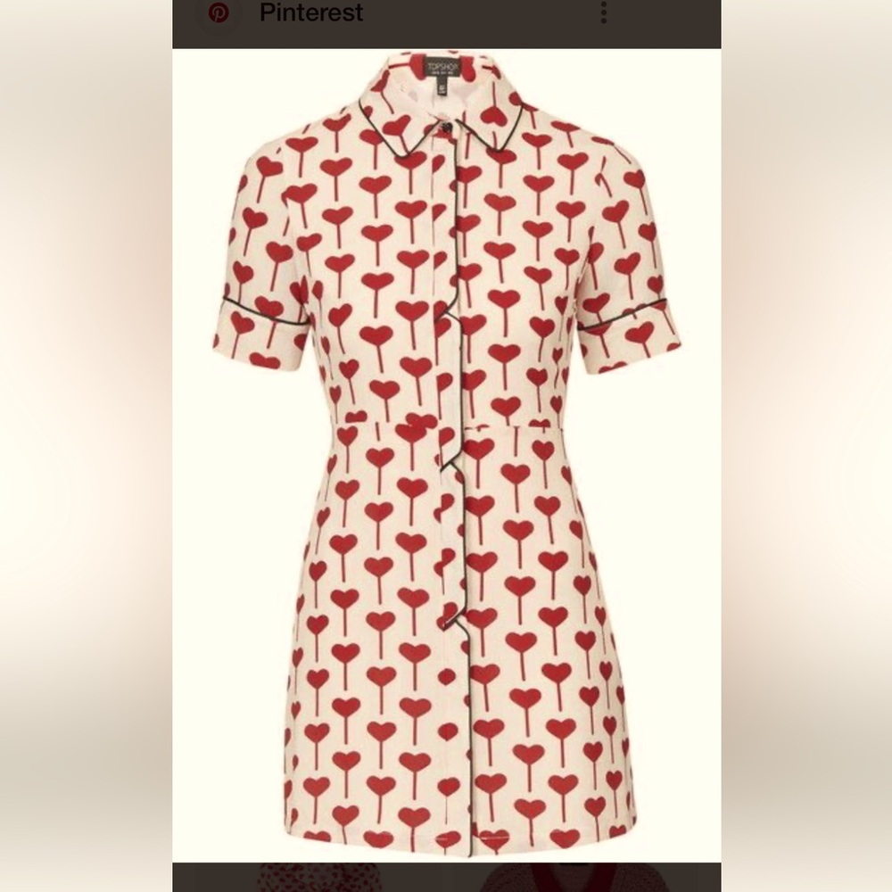 Top shop Red Heart dress with black piping
